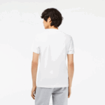 Men Lacoste V0ZN63 White 001 Cotton Jersey Print T-Shirt - Image 3