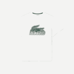 Men Lacoste V0ZN63 White 001 Cotton Jersey Print T-Shirt - Image 4