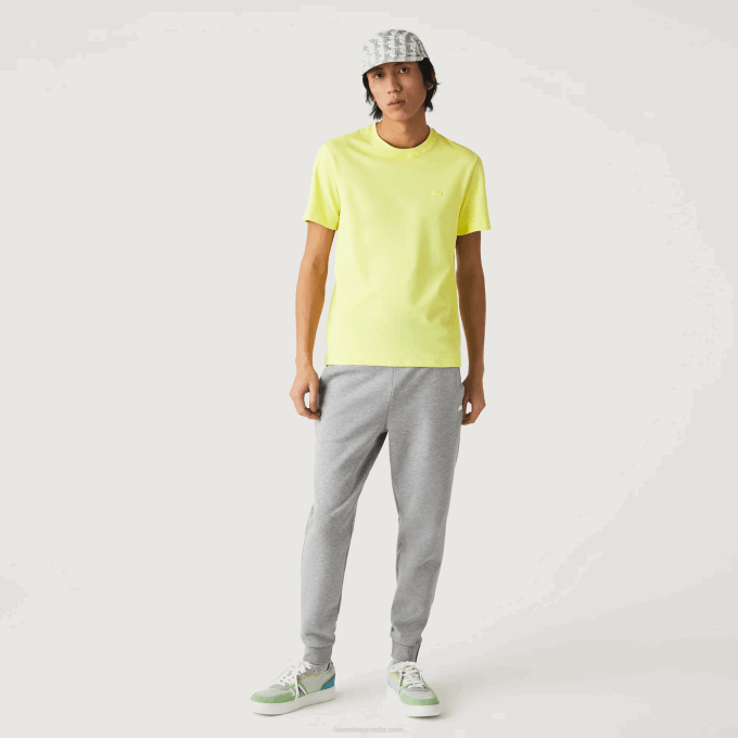 Men Lacoste V0ZN641 Flashy Yellow TUK Crew Neck Organic Cotton Pique Blend T-Shirt - Image 2