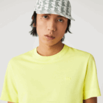 Men Lacoste V0ZN641 Flashy Yellow TUK Crew Neck Organic Cotton Pique Blend T-Shirt