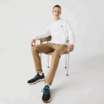 Men Lacoste V0ZN644 White 001 Original L.12.12 Long Sleeve Polo