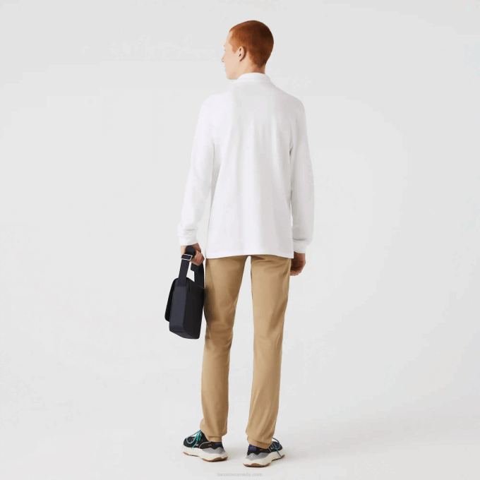 Men Lacoste V0ZN644 White 001 Original L.12.12 Long Sleeve Polo - Image 3