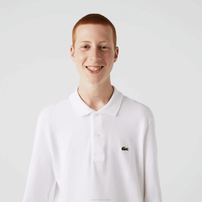 Men Lacoste V0ZN644 White 001 Original L.12.12 Long Sleeve Polo - Image 4
