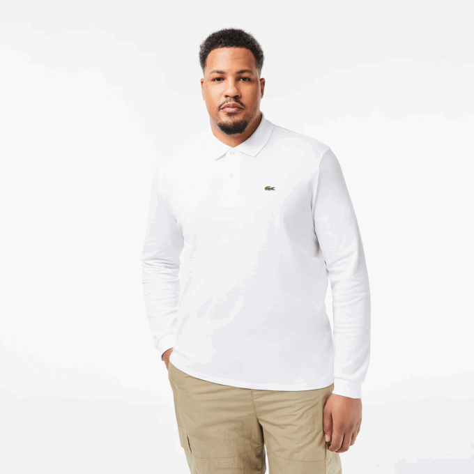 Men Lacoste V0ZN644 White 001 Original L.12.12 Long Sleeve Polo - Image 5