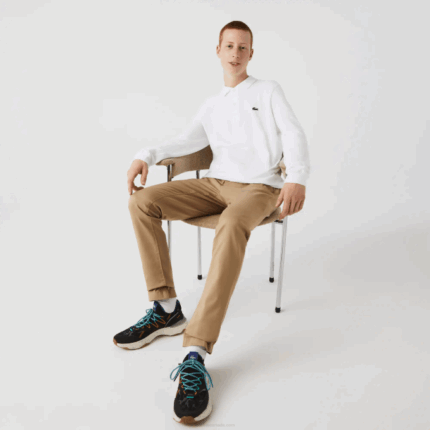 Men Lacoste V0ZN644 White 001 Original L.12.12 Long Sleeve Polo