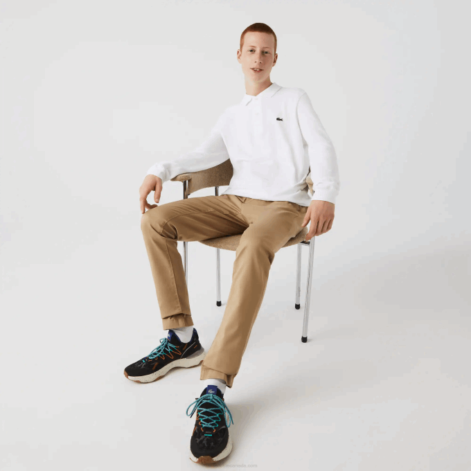 Men Lacoste V0ZN644 White 001 Original L.12.12 Long Sleeve Polo - Image 1