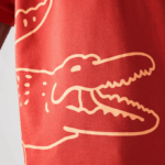 Men Lacoste V0ZN648 Red 67G Regular Fit Crocodile Print Cotton Pique Polo - Image 6