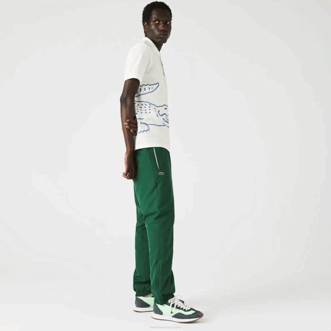 Men Lacoste V0ZN649 White 70V Regular Fit Crocodile Print Cotton Pique Polo - Image 2