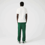 Men Lacoste V0ZN649 White 70V Regular Fit Crocodile Print Cotton Pique Polo - Image 3
