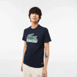 Men Lacoste V0ZN64 Navy Blue 166 Cotton Jersey Print T-Shirt