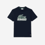 Men Lacoste V0ZN64 Navy Blue 166 Cotton Jersey Print T-Shirt - Image 4
