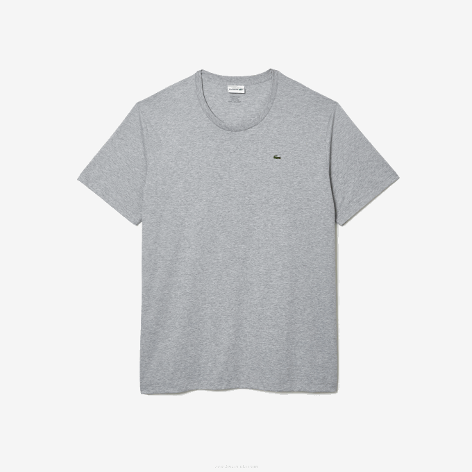 Men Lacoste V0ZN650 Grey Chine CCA XL Regular Fit Pima Cotton Jersey T-Shirt - Image 3