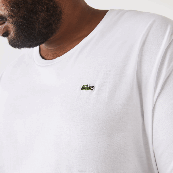 Men Lacoste V0ZN651 White 001 XL Regular Fit Pima Cotton Jersey T-Shirt - Image 4