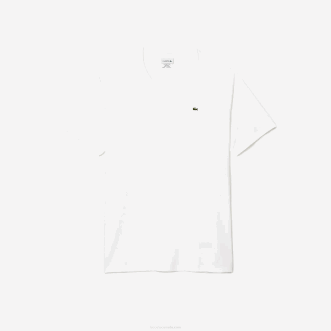 Men Lacoste V0ZN651 White 001 XL Regular Fit Pima Cotton Jersey T-Shirt - Image 5