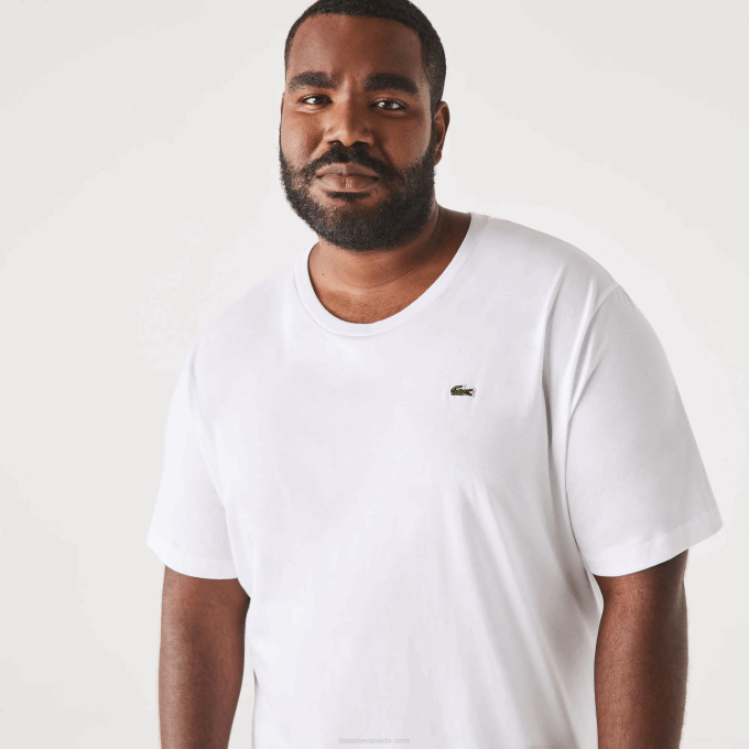 Men Lacoste V0ZN651 White 001 XL Regular Fit Pima Cotton Jersey T-Shirt - Image 1