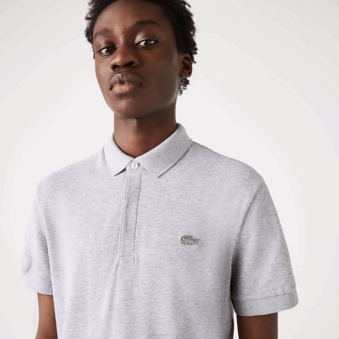Men Lacoste V0ZN659 Grey Chine CCA Smart Paris Stretch Cotton Pique Polo - Image 2