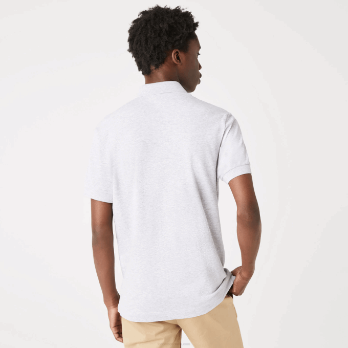 Men Lacoste V0ZN659 Grey Chine CCA Smart Paris Stretch Cotton Pique Polo - Image 3