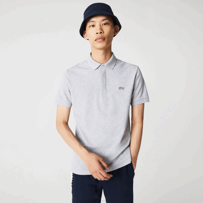 Men Lacoste V0ZN659 Grey Chine CCA Smart Paris Stretch Cotton Pique Polo - Image 6