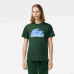Men Lacoste V0ZN65 Green 132 Cotton Jersey Print T-Shirt