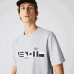 Men Lacoste V0ZN660 Grey Chine CCA Relaxed Fit Print T-Shirt