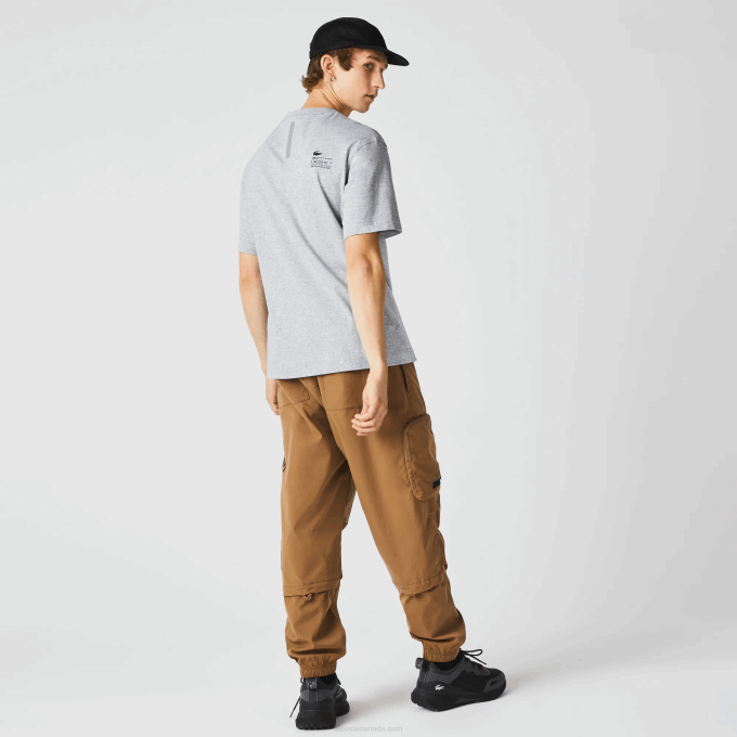 Men Lacoste V0ZN660 Grey Chine CCA Relaxed Fit Print T-Shirt - Image 3