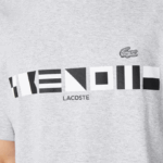 Men Lacoste V0ZN660 Grey Chine CCA Relaxed Fit Print T-Shirt - Image 4