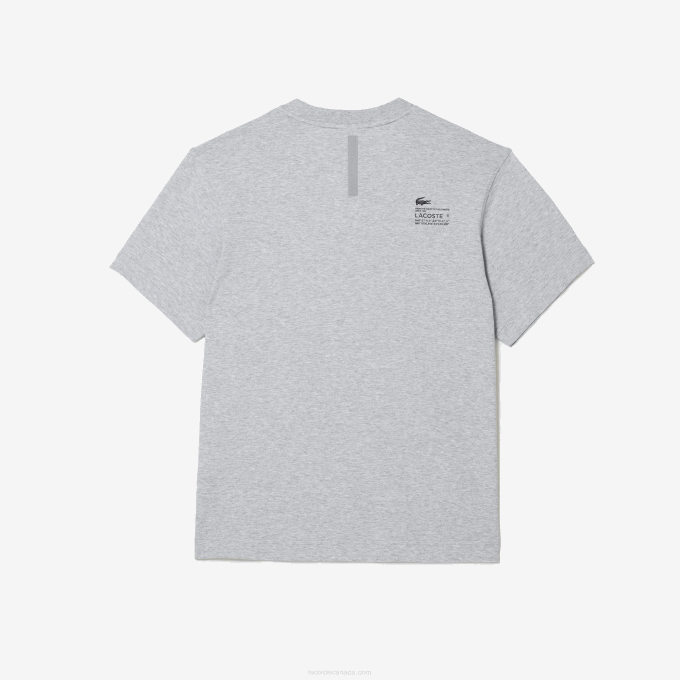 Men Lacoste V0ZN660 Grey Chine CCA Relaxed Fit Print T-Shirt - Image 6
