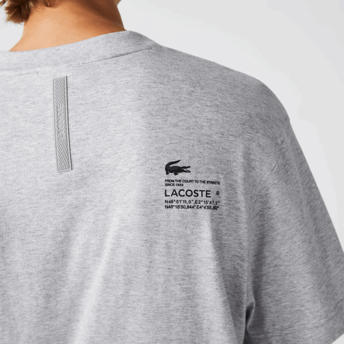 Men Lacoste V0ZN660 Grey Chine CCA Relaxed Fit Print T-Shirt - Image 7