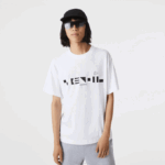 Men Lacoste V0ZN661 White 001 Relaxed Fit Print T-Shirt - Image 2