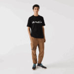 Men Lacoste V0ZN662 Black 031 Relaxed Fit Print T-Shirt - Image 2