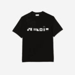 Men Lacoste V0ZN662 Black 031 Relaxed Fit Print T-Shirt - Image 5