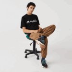 Men Lacoste V0ZN662 Black 031 Relaxed Fit Print T-Shirt - Image 7