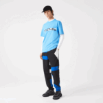 Men Lacoste V0ZN663 Blue 4XA Relaxed Fit Print T-Shirt - Image 2