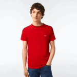Men Lacoste V0ZN664 Red 240 Crew Neck Pima Cotton Jersey T-Shirt