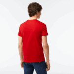 Men Lacoste V0ZN664 Red 240 Crew Neck Pima Cotton Jersey T-Shirt - Image 3