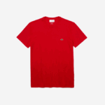 Men Lacoste V0ZN664 Red 240 Crew Neck Pima Cotton Jersey T-Shirt - Image 4