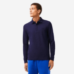 Men Lacoste V0ZN665 Navy Blue 166 Smart Paris long sleeve stretch cotton pique Polo