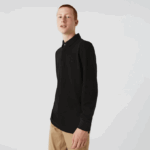 Men Lacoste V0ZN667 Black 031 Smart Paris long sleeve stretch cotton pique Polo