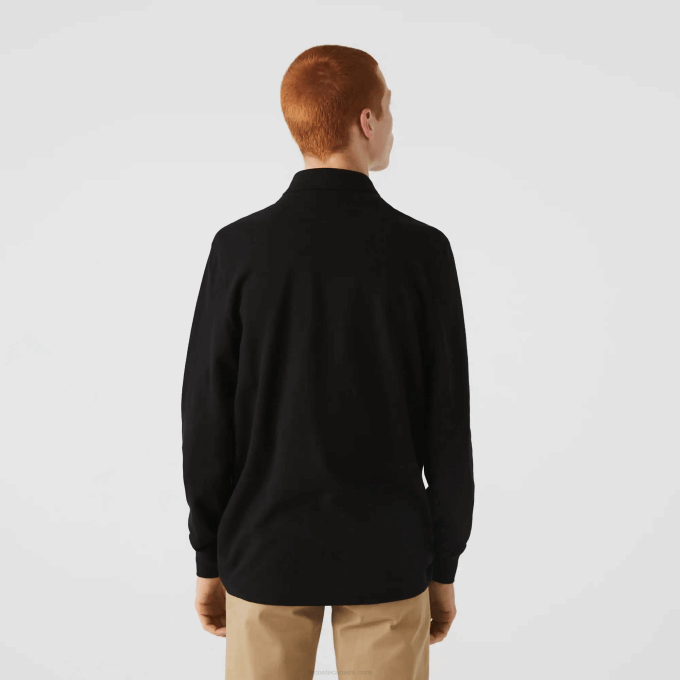 Men Lacoste V0ZN667 Black 031 Smart Paris long sleeve stretch cotton pique Polo - Image 3