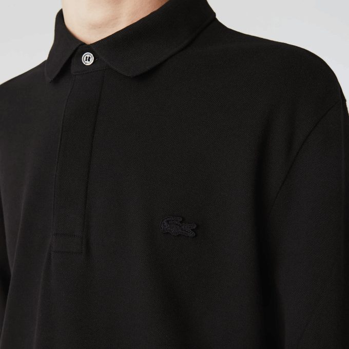 Men Lacoste V0ZN667 Black 031 Smart Paris long sleeve stretch cotton pique Polo - Image 4