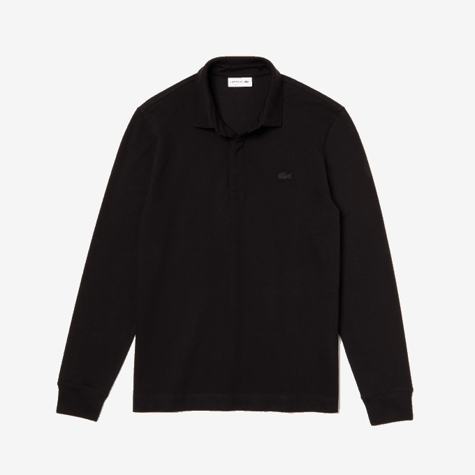 Men Lacoste V0ZN667 Black 031 Smart Paris long sleeve stretch cotton pique Polo - Image 5