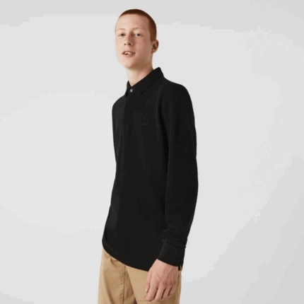 Men Lacoste V0ZN667 Black 031 Smart Paris long sleeve stretch cotton pique Polo