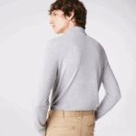 Men Lacoste V0ZN668 Grey Chine CCA Smart Paris long sleeve stretch cotton pique Polo - Image 3