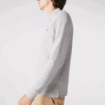 Men Lacoste V0ZN668 Grey Chine CCA Smart Paris long sleeve stretch cotton pique Polo - Image 4