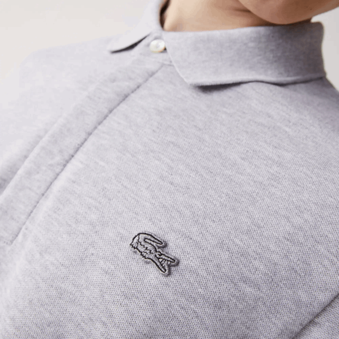 Men Lacoste V0ZN668 Grey Chine CCA Smart Paris long sleeve stretch cotton pique Polo - Image 7