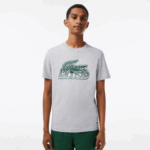 Men Lacoste V0ZN66 Grey Chine CCA Cotton Jersey Print T-Shirt