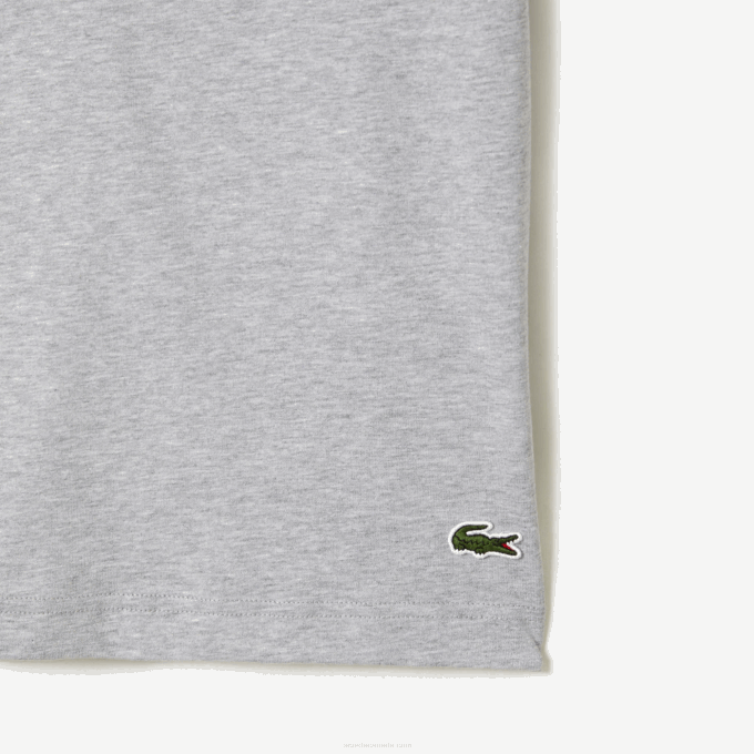 Men Lacoste V0ZN66 Grey Chine CCA Cotton Jersey Print T-Shirt - Image 6
