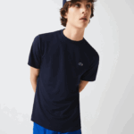 Men Lacoste V0ZN670 Navy Blue 166 SPORT Breathable Pique T-Shirt
