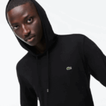 Men Lacoste V0ZN673 Black 031 Hooded Cotton Jersey Sweatshirt - Image 2