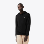 Men Lacoste V0ZN673 Black 031 Hooded Cotton Jersey Sweatshirt